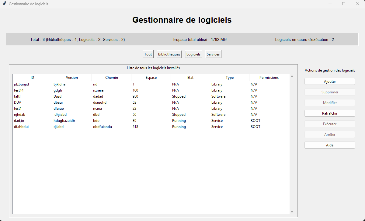 Tableau de bord principal